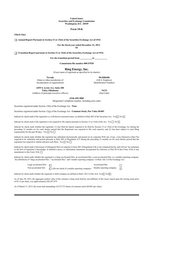 Thumbnail Ring Energy
 10-K Annual Report 2012