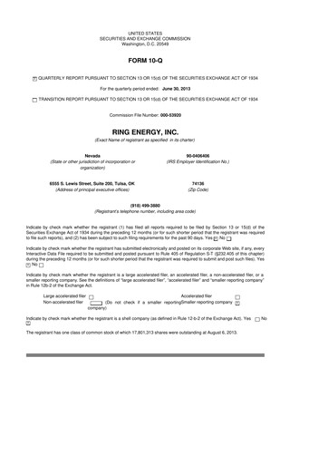 Miniature Ring Energy
 10-Q Rapport trimestriel 2013 