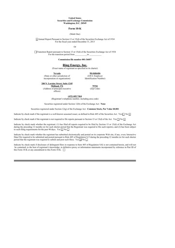 Thumbnail Ring Energy
 10-K Annual Report 2013