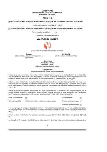 Thumbnail VolitionRx 10-Q Quarterly Report FY2017 