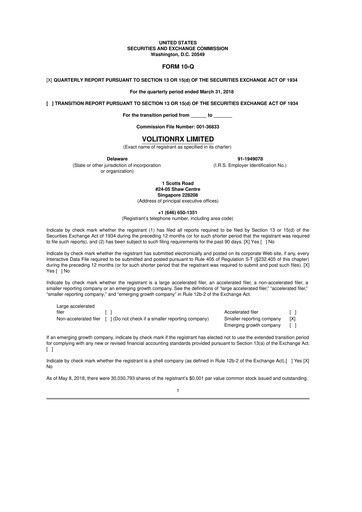 Thumbnail VolitionRx 10-Q Quarterly Report FY2018 