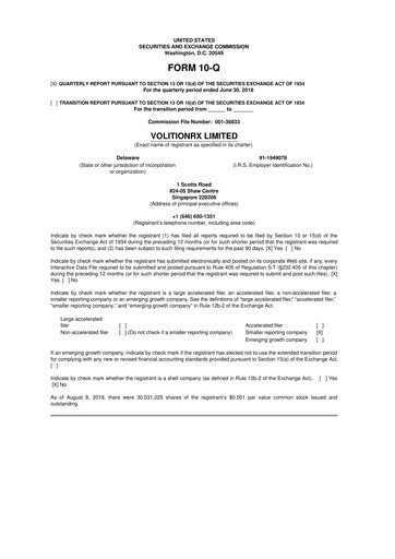 Thumbnail VolitionRx 10-Q Quarterly Report FY2018 