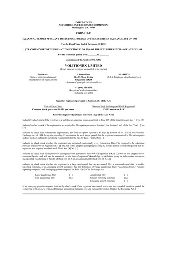 Thumbnail VolitionRx 10-K Annual Report 2018