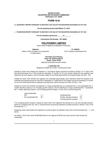 Thumbnail VolitionRx 10-Q Quarterly Report FY2019 