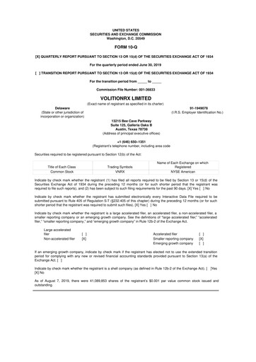 Thumbnail VolitionRx 10-Q Quarterly Report FY2019 