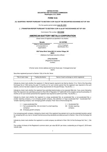 Thumbnail American Battery Technology Company 10-Q Quarterly Report FY2019 