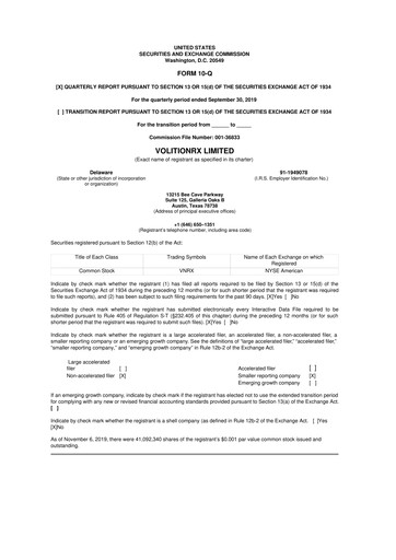 Thumbnail VolitionRx 10-Q Quarterly Report FY2019 