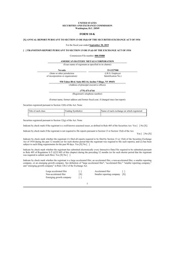 Thumbnail American Battery Technology Company 10-K Annual Report 2019