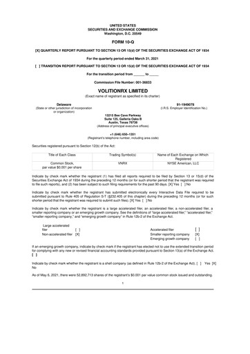 Thumbnail VolitionRx 10-Q Quarterly Report FY2021 