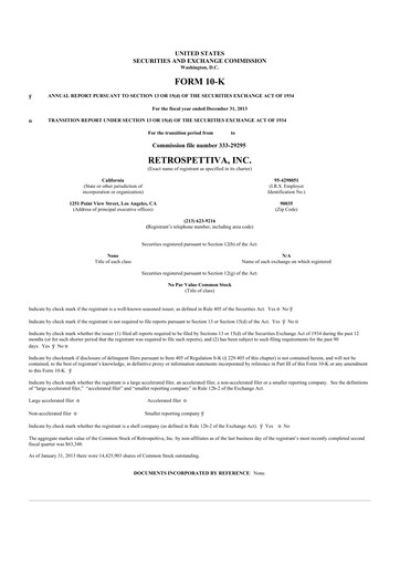 Thumbnail Outdoor Holding Company
 10-K Annual Report 