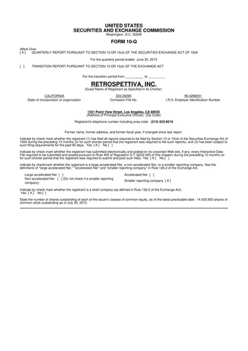Thumbnail Outdoor Holding Company
 10-Q Quarterly Report FY 