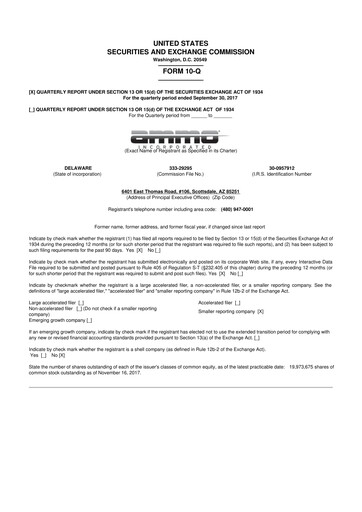 Thumbnail Outdoor Holding Company
 10-Q Quarterly Report FY 