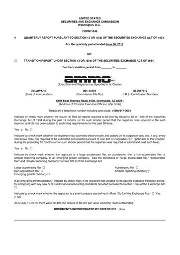 Thumbnail Outdoor Holding Company
 10-Q Quarterly Report FY 
