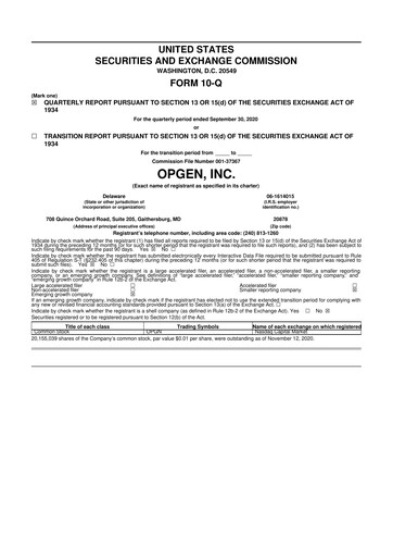 Thumbnail OpGen
 10-Q Quarterly Report FY 