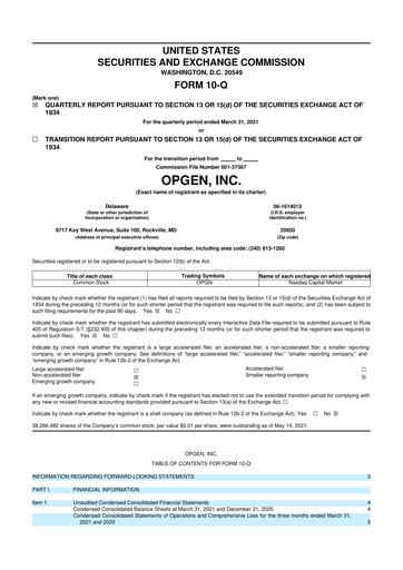 Thumbnail OpGen
 10-Q Quarterly Report FY 