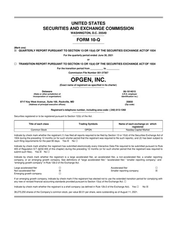 Thumbnail OpGen
 10-Q Quarterly Report FY 