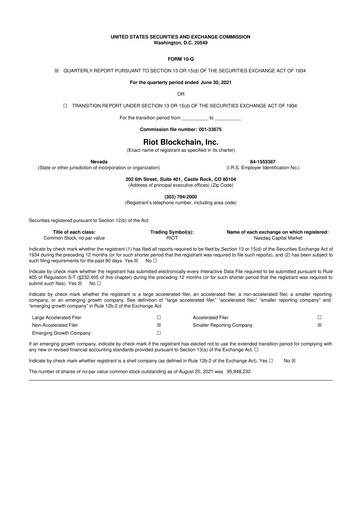 Thumbnail Riot Platforms 10-Q Quarterly Report FY2021 