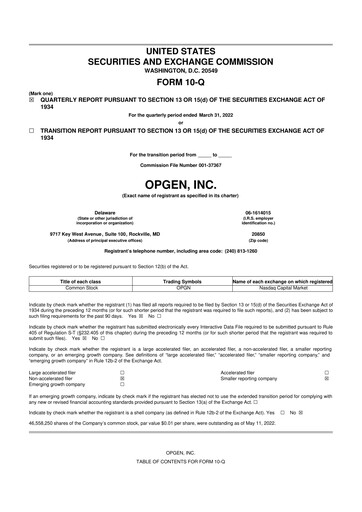 Thumbnail OpGen
 10-Q Quarterly Report FY 