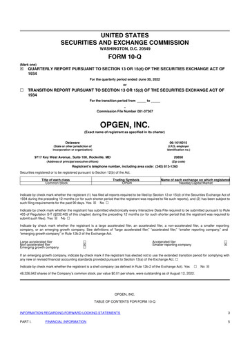 Thumbnail OpGen
 10-Q Quarterly Report FY 