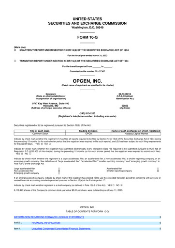 Thumbnail OpGen
 10-Q Quarterly Report FY 