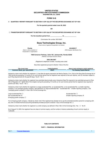 Thumbnail Duos Technologies Group 10-Q Quarterly Report FY2023 