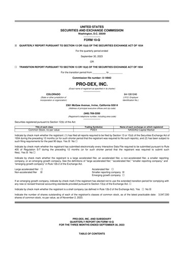Miniature Pro-Dex 10-Q Rapport trimestriel 2024 