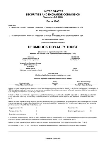 Thumbnail PermRock Royalty Trust 10-Q Quarterly Report FY 