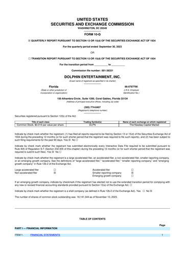 Thumbnail Dolphin Entertainment
 10-Q Quarterly Report FY2023 