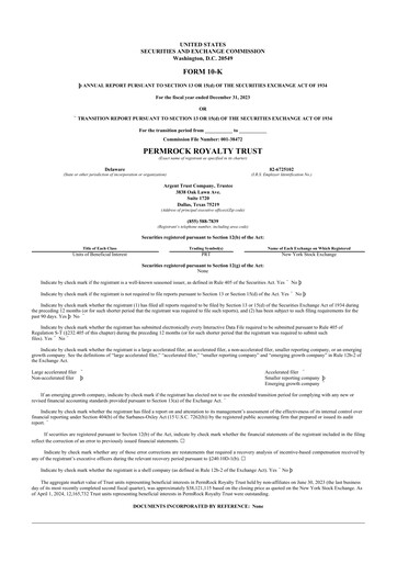 Vorschaubild PermRock Royalty Trust 10-K Jahresbericht 