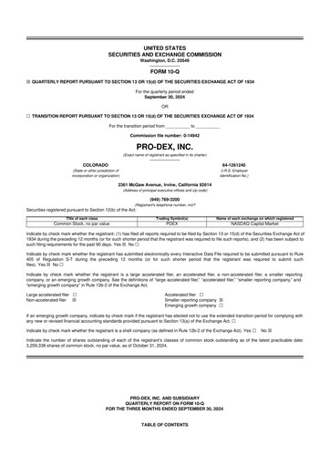 Miniature Pro-Dex 10-Q Rapport trimestriel 2025 