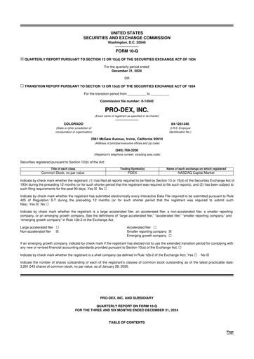 Miniature Pro-Dex 10-Q Rapport trimestriel 2025 