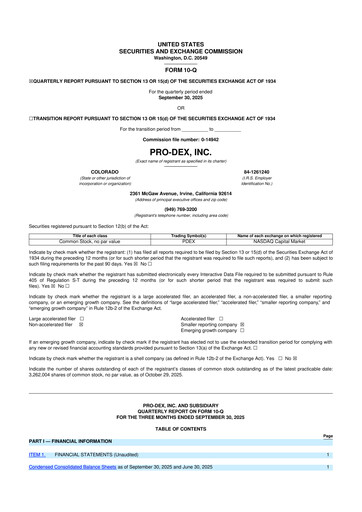 Miniature Pro-Dex 10-Q Rapport trimestriel 2026 