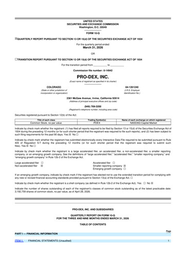 Thumbnail Pro-Dex 10-Q Quarterly Report FY 