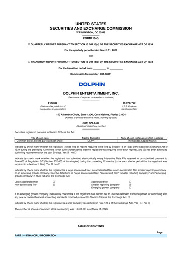 Thumbnail Dolphin Entertainment
 10-Q Quarterly Report FY 