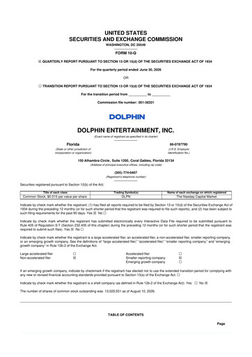 Vorschaubild Dolphin Entertainment
 10-Q Quartalsbericht 2026 