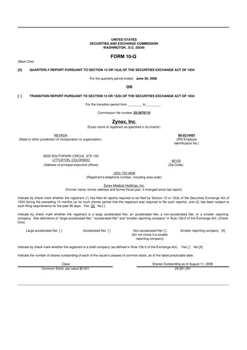 Thumbnail Zynex 10-Q Quarterly Report FY 