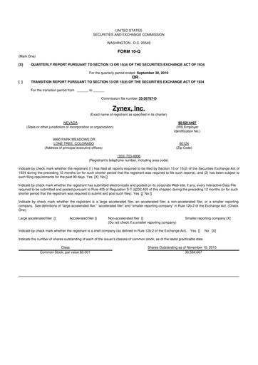 Thumbnail Zynex 10-Q Quarterly Report FY 