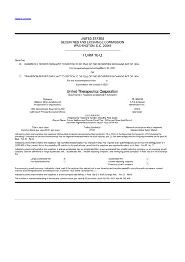 Thumbnail United Therapeutics 10-Q Quarterly Report FY2021 