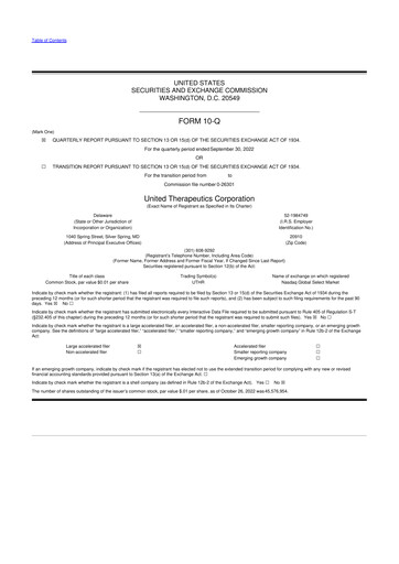 Thumbnail United Therapeutics 10-Q Quarterly Report FY2022 