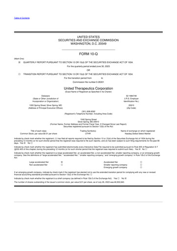 Thumbnail United Therapeutics 10-Q Quarterly Report FY2023 