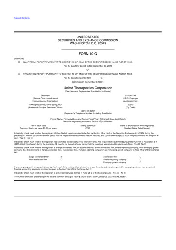 Thumbnail United Therapeutics 10-Q Quarterly Report FY2023 