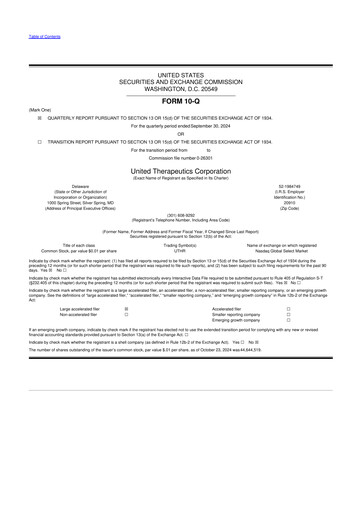 Thumbnail United Therapeutics 10-Q Quarterly Report FY2024 