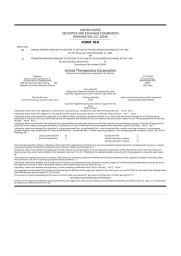 Thumbnail United Therapeutics 10-K Annual Report 2024