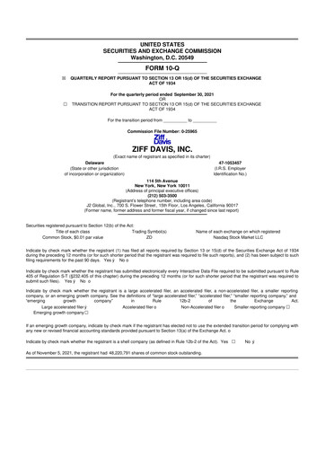 Miniature Ziff Davis 10-Q Rapport trimestriel 2021 