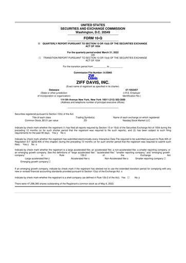 Miniature Ziff Davis 10-Q Rapport trimestriel 2022 