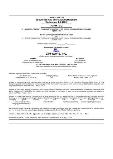 Miniature Ziff Davis 10-Q Rapport trimestriel 2023 