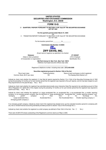 Miniature Ziff Davis 10-Q Rapport trimestriel 2025 