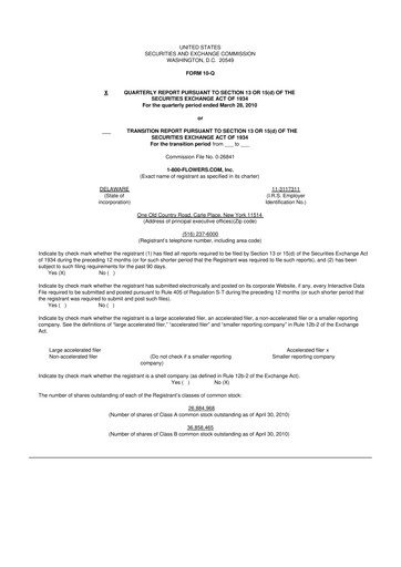Thumbnail 1-800-Flowers.com, Inc.
 10-Q Quarterly Report FY 