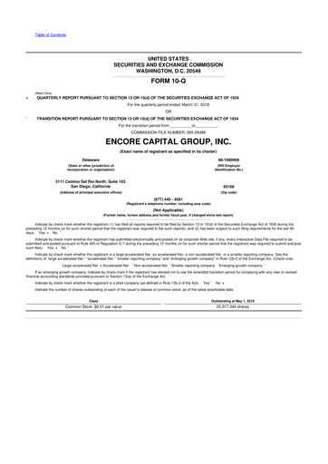 Thumbnail Encore Capital Group 10-Q Quarterly Report FY2018 