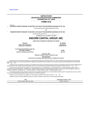 Thumbnail Encore Capital Group 10-Q Quarterly Report FY2018 